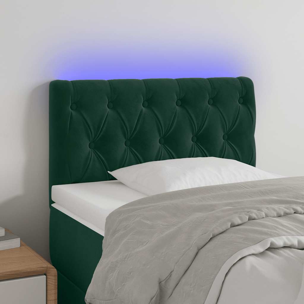 vidaXL LED Kopfteil Dunkelgrün 80x7x78/88 cm Samt
