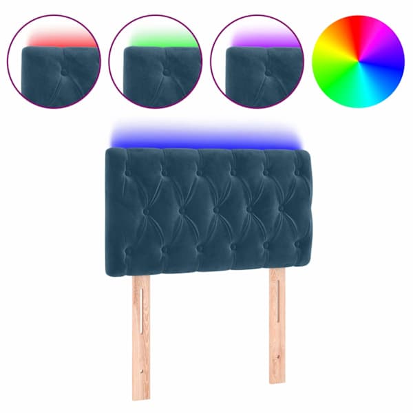 vidaXL LED-voodipeats, tumesinine, 80x7x78/88 cm, samet