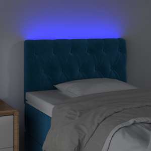 Čelo postele s LED tmavě modré 80 x 7 x 78/88 cm samet - obrázek 3