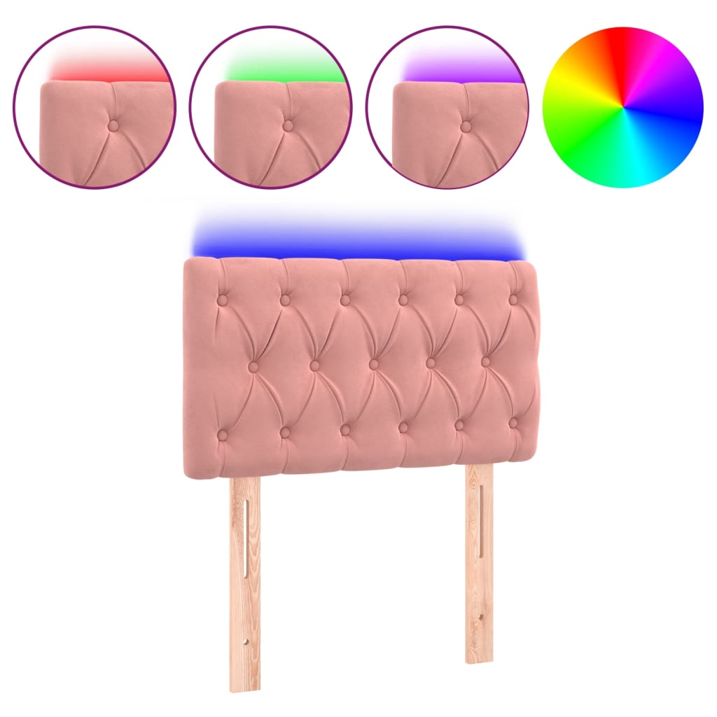 Thumbnail - vidaXL LED Kopfteil Rosa 80x7x78/88 cm Samt