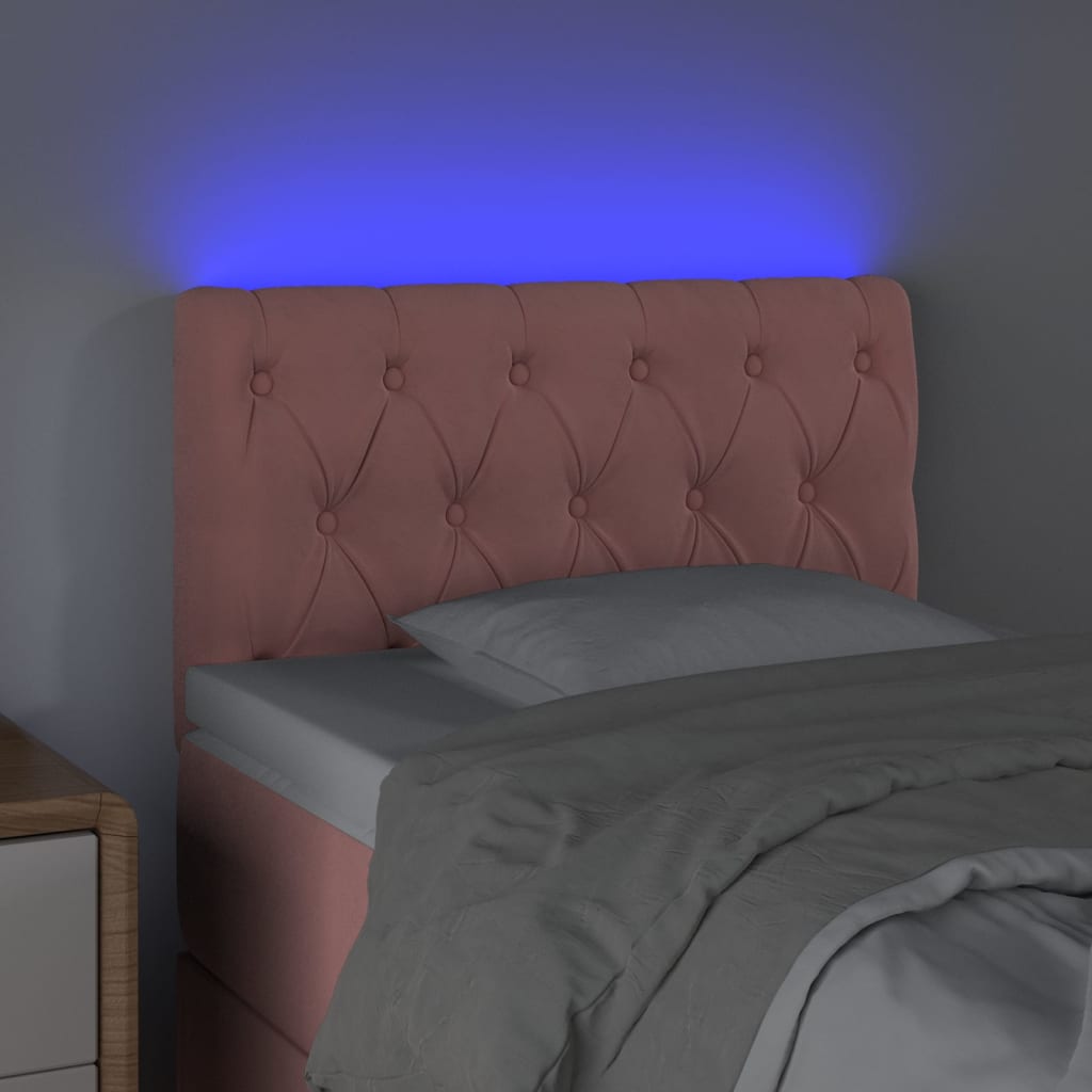 Thumbnail - vidaXL LED Kopfteil Rosa 80x7x78/88 cm Samt