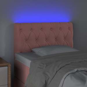 Čelo postele s LED růžové 80 x 7 x 78/88 cm samet - obrázek 3