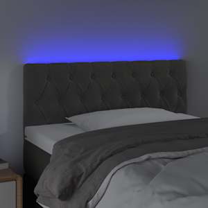 Čelo postele s LED tmavě šedé 90 x 7 x 78/88 cm samet - obrázek 3
