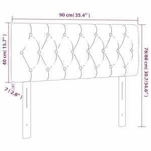 Čelo postele s LED tmavě šedé 90 x 7 x 78/88 cm samet - obrázek 6
