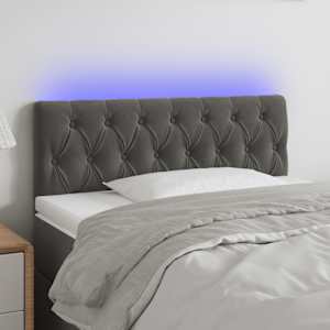 Čelo postele s LED tmavě šedé 90 x 7 x 78/88 cm samet
