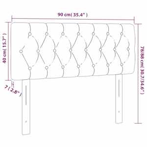 Čelo postele s LED černé 90 x 7 x 78/88 cm samet - obrázek 6