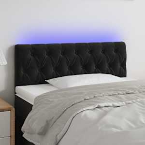 Čelo postele s LED černé 90 x 7 x 78/88 cm samet - obrázek 1