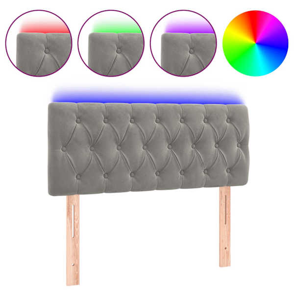 vidaXL LED-voodipeats, helehall, 100x7x78/88 cm, samet