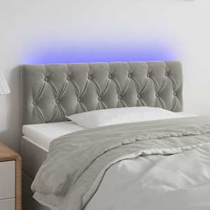 Čelo postele s LED světle šedé 100 x 7 x 78/88 cm samet - obrázek 1