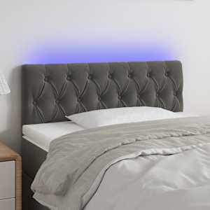 Čelo postele s LED tmavě šedé 100 x 7 x 78/88 cm samet - obrázek 1