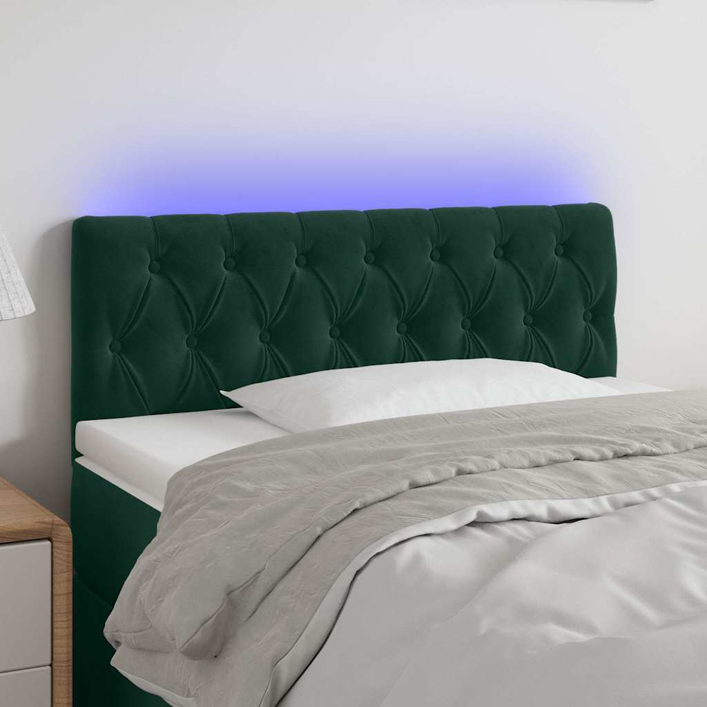 Testiera A Led Verde Scuro 100x7x78/88 Cm In Velluto - Vidaxl