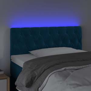 Čelo postele s LED tmavě modré 100 x 7 x 78/88 cm samet - obrázek 3