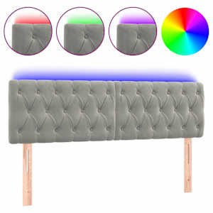 vidaXL LED-voodipeats, helehall, 144x7x78/88 cm, samet