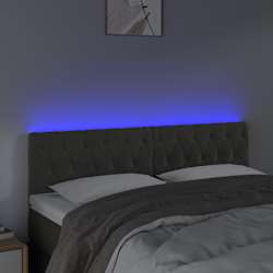 vidaXL T&ecirc;te de lit &agrave; LED Gris fonc&eacute; 144x7x78/88 cm Velours