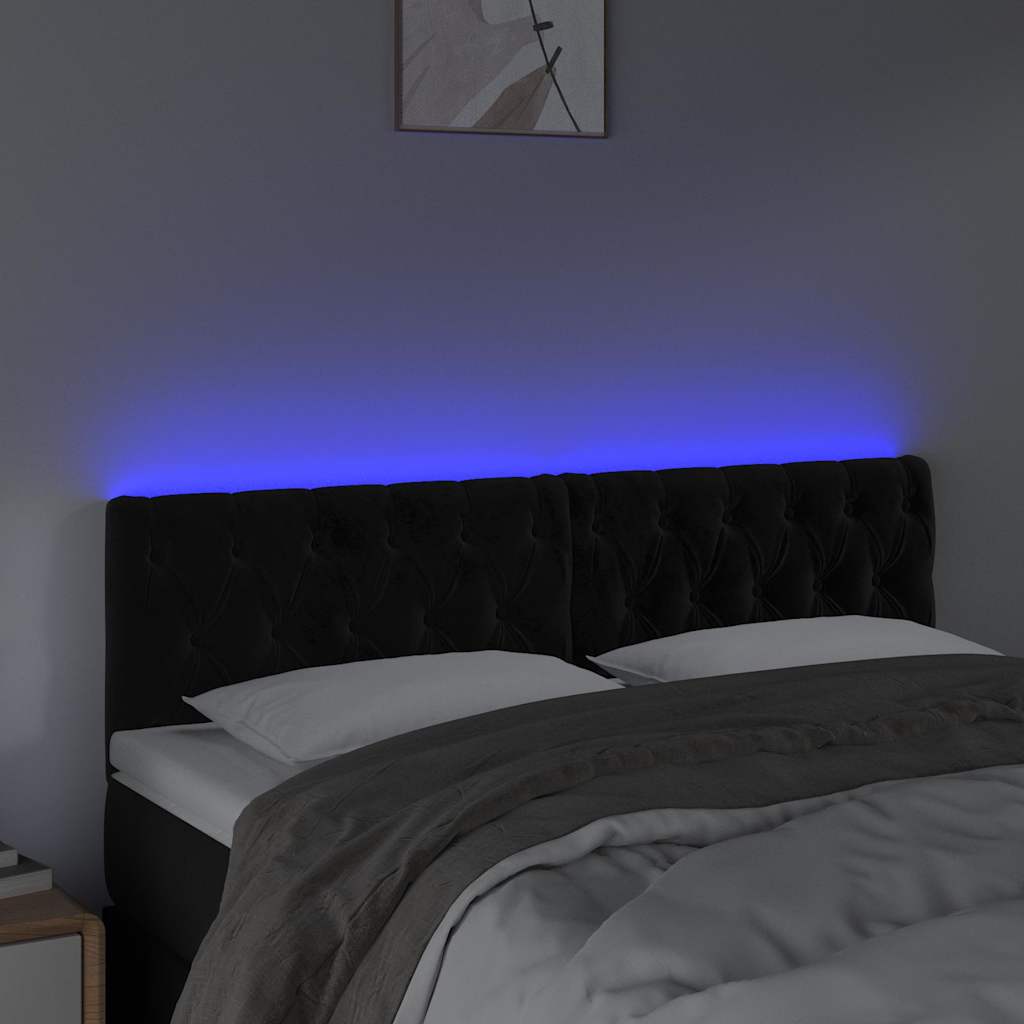 vidaXL Hoofdbord LED 144x7x78/88 cm fluweel zwart, foto 2