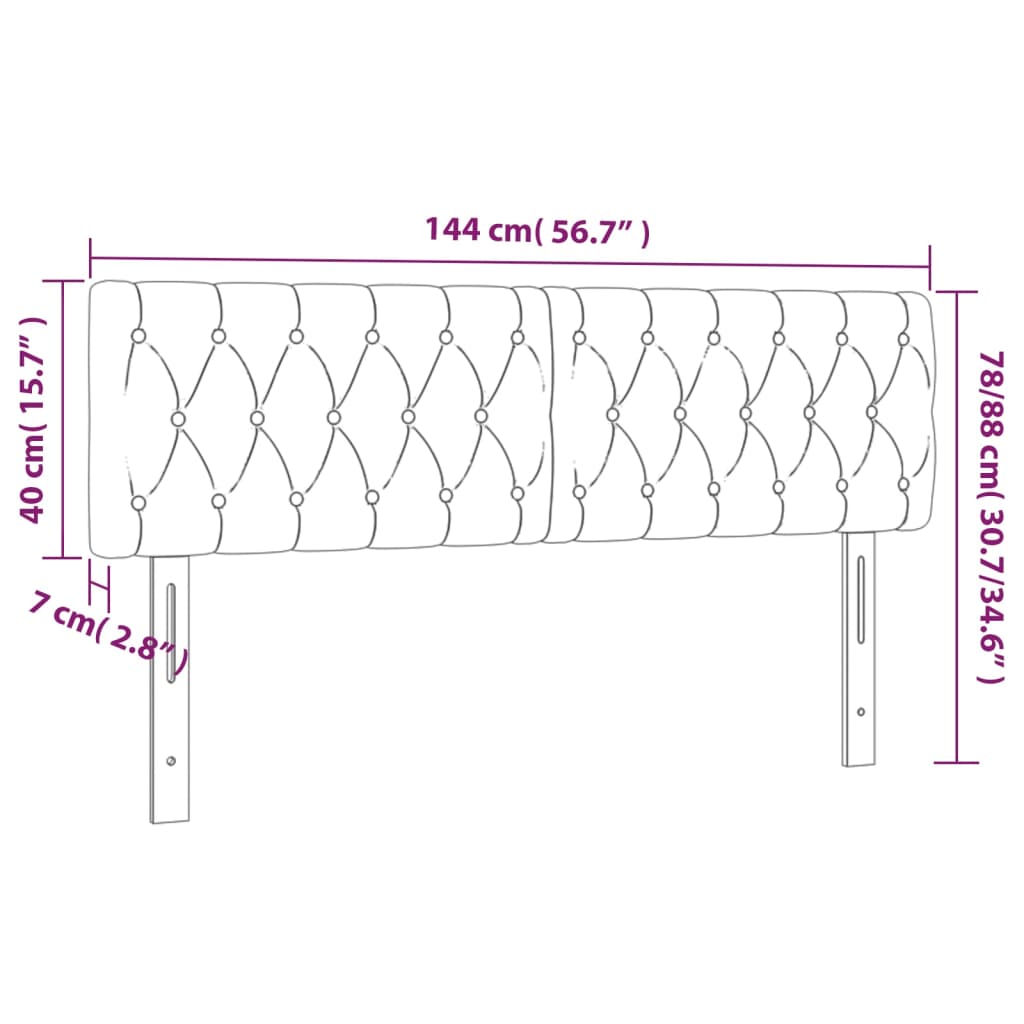 fekete bársony LED-es fejtámla 144 x 7 x 78/88 cm