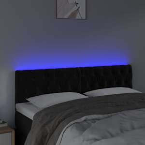 Čelo postele s LED černé 144 x 7 x 78/88 cm samet - obrázek 3