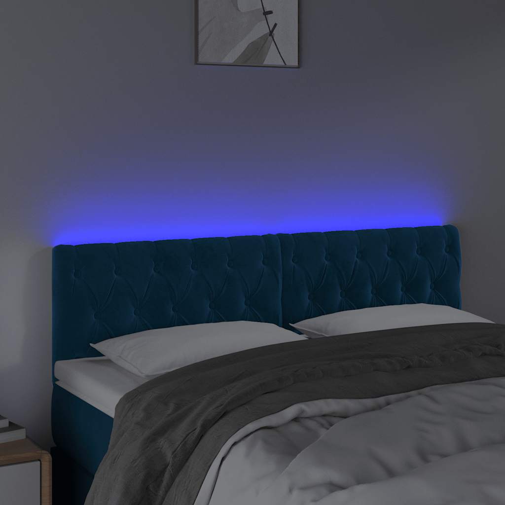 Thumbnail - vidaXL LED Kopfteil Dunkelblau 144x7x78/88 cm Samt
