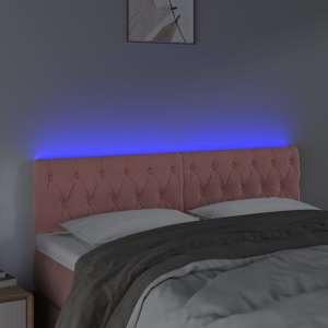 Čelo postele s LED růžové 144 x 7 x 78/88 cm samet - obrázek 3