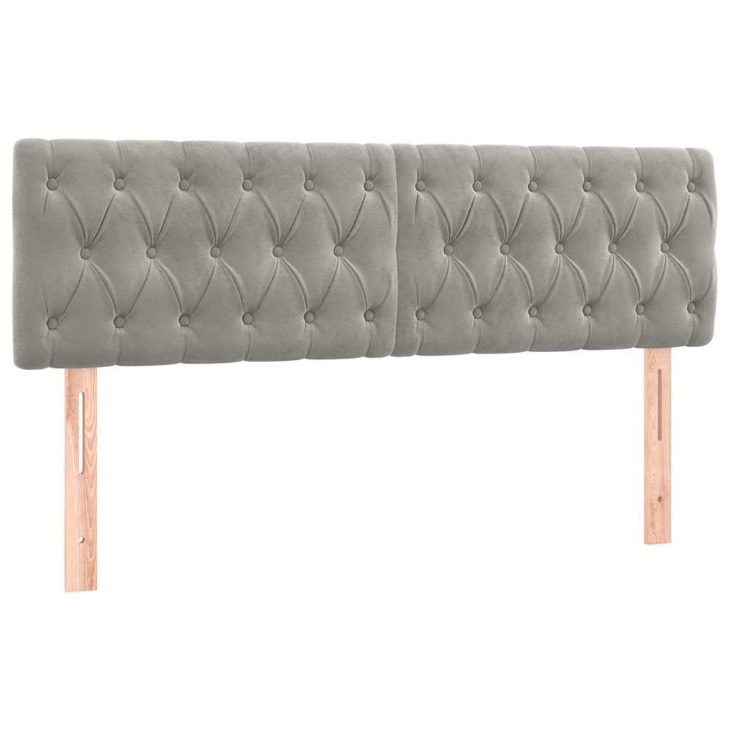 vidaXL Hoofdbord LED 160x7x78/88 cm fluweel lichtgrijs grijs, foto 4