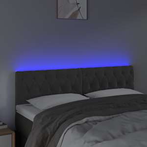 Čelo postele s LED tmavě šedé 160 x 7 x 78/88 cm samet - obrázek 3