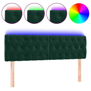 vidaXL LED-voodipeats, tumeroheline, 160x7x78/88 cm, samet