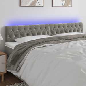 Čelo postele s LED světle šedé 180 x 7 x 78/88 cm samet - obrázek 1
