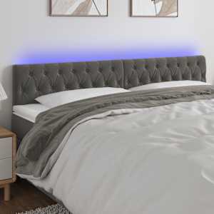 Čelo postele s LED tmavě šedé 180 x 7 x 78/88 cm samet - obrázek 1