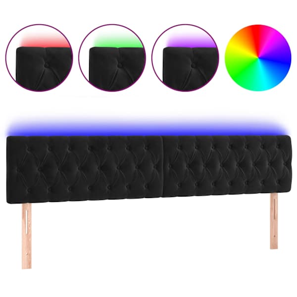 vidaXL LED-voodipeats, must, 180x7x78/88 cm, samet