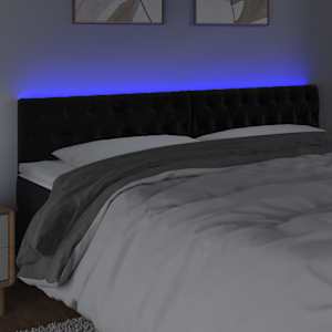 Čelo postele s LED černé 180 x 7 x 78/88 cm samet - obrázek 3