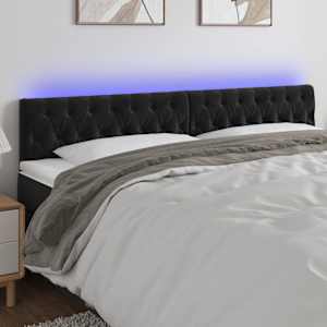 Čelo postele s LED černé 180 x 7 x 78/88 cm samet - obrázek 1