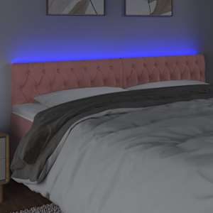 Čelo postele s LED růžové 180 x 7 x 78/88 cm samet - obrázek 3