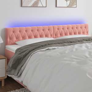 Čelo postele s LED růžové 180 x 7 x 78/88 cm samet - obrázek 1