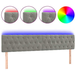 vidaXL LED-voodipeats, helehall, 200x7x78/88 cm, samet