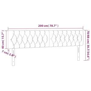 Čelo postele s LED tmavě šedé 200 x 7 x 78/88 cm samet - obrázek 6
