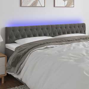 Čelo postele s LED tmavě šedé 200 x 7 x 78/88 cm samet - obrázek 1
