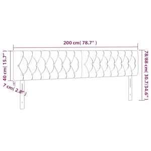 Čelo postele s LED černé 200 x 7 x 78/88 cm samet - obrázek 6