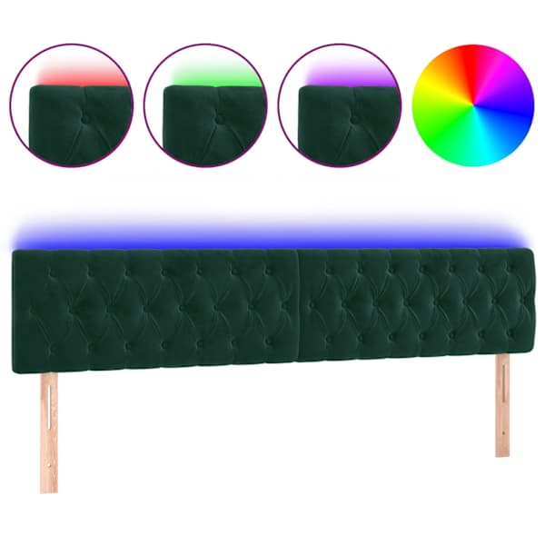 vidaXL LED-voodipeats, tumeroheline, 200x7x78/88 cm, samet