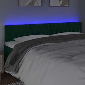 Čelo postele s LED tmavě zelené 200 x 7 x 78/88 cm samet - obrázek 3