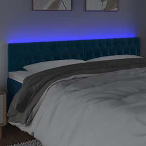 Čelo postele s LED tmavě modré 200 x 7 x 78/88 cm samet - obrázek 3