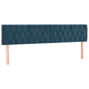 Čelo postele s LED tmavě modré 200 x 7 x 78/88 cm samet - obrázek 4