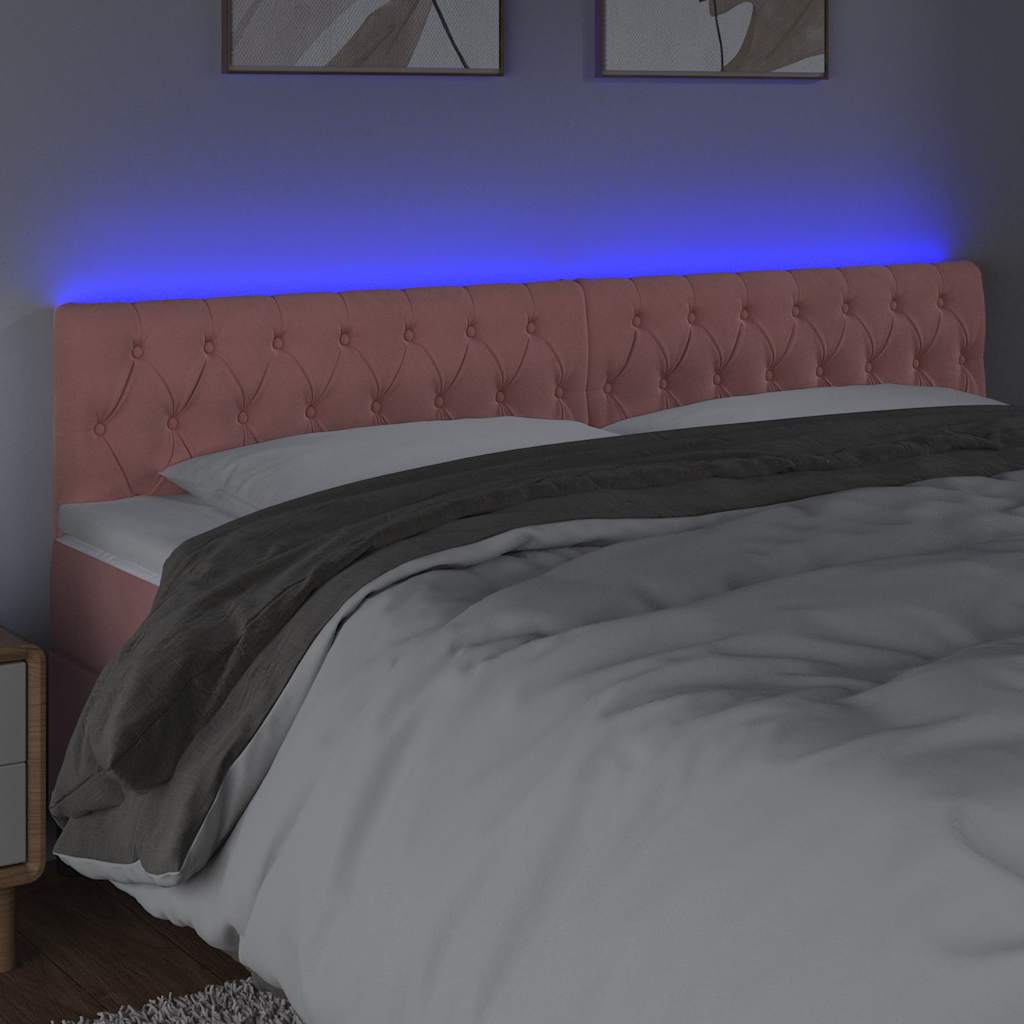 vidaXL Hoofdbord LED 200x7x78/88 cm fluweel roze, foto 2