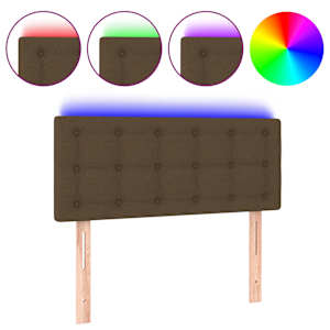 Čelo postele s LED tmavě hnědé 80 x 5 x 78/88 cm textil - obrázek 2
