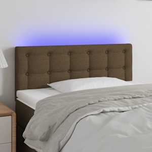 Čelo postele s LED tmavě hnědé 80 x 5 x 78/88 cm textil - obrázek 1