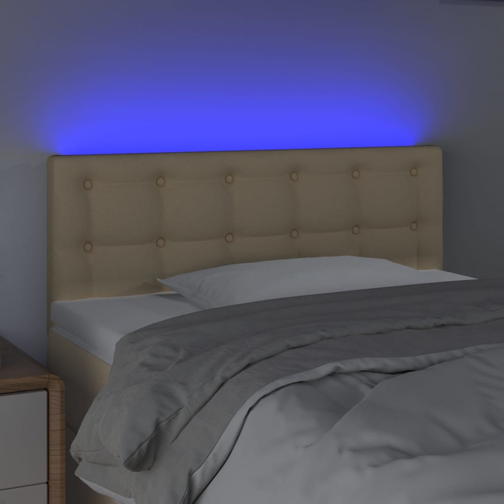 vidaXL Hoofdbord LED 80x5x78/88 cm stof crèmekleurig afbeelding