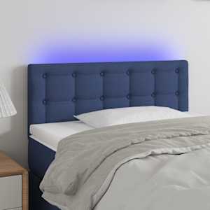Čelo postele s LED modré 80 x 5 x 78/88 cm textil - obrázek 1