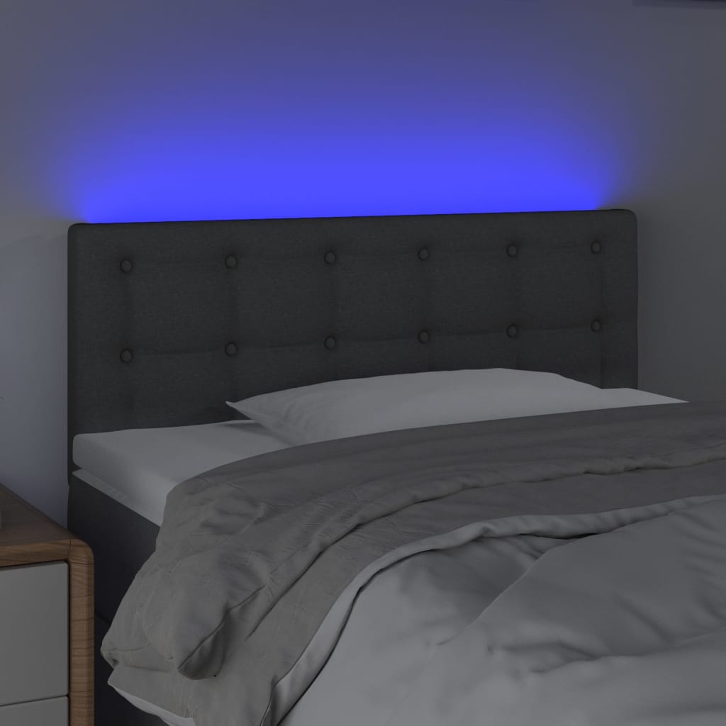 vidaXL Hoofdbord LED 90x5x78/88 cm stof donkergrijs afbeelding