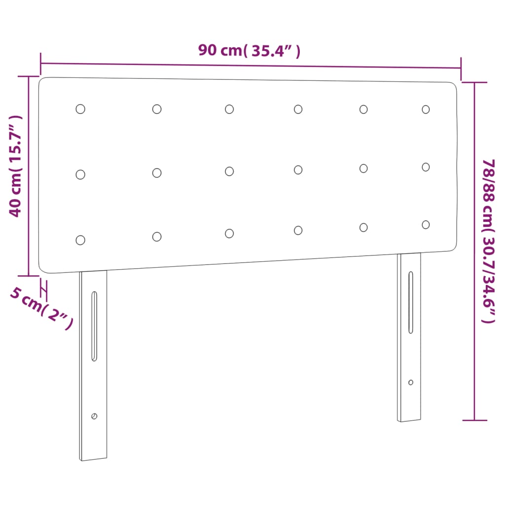 sötétszürke szövet LED-es fejtámla 90x5x78/88 cm