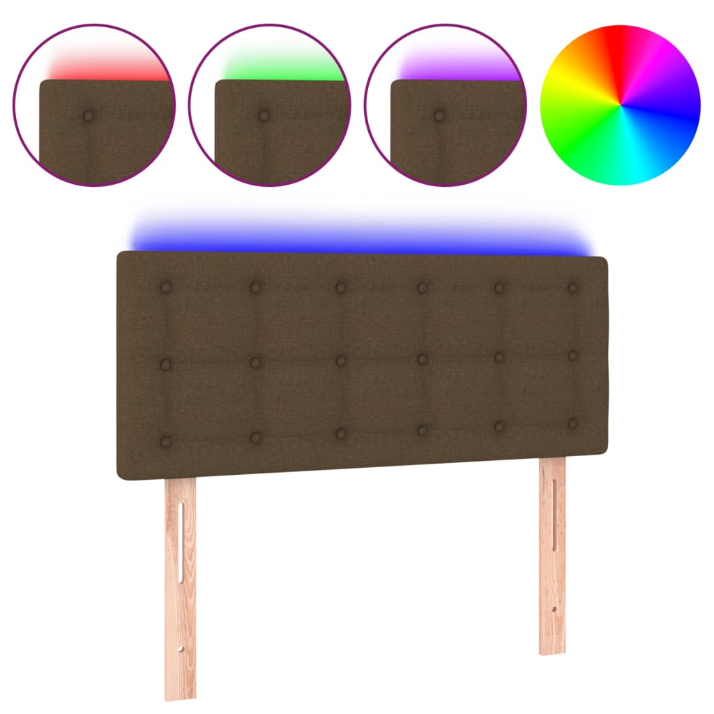 vidaXL Čelo postele s LED tmavě hnědé 90x5x78/88 cm textil