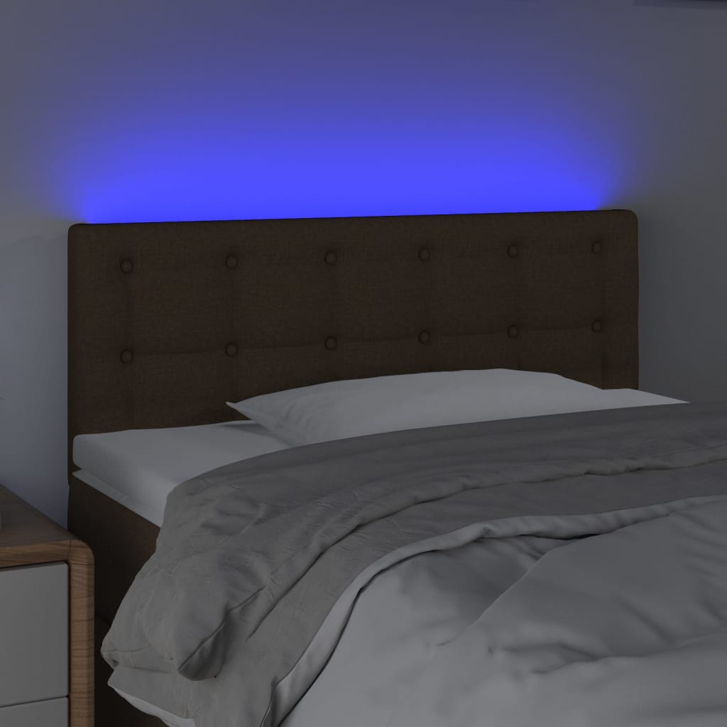 vidaXL Hoofdbord LED 90x5x78/88 cm stof donkerbruin afbeelding